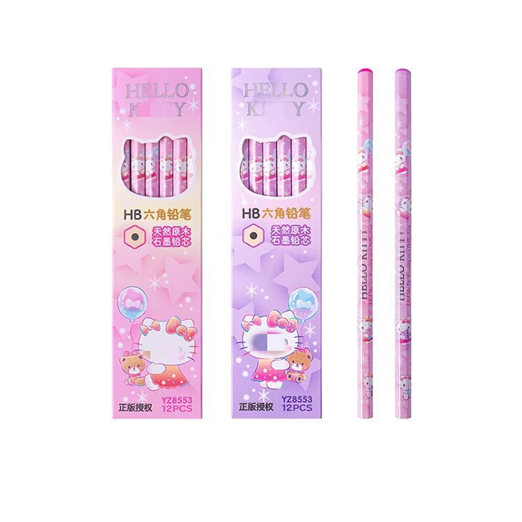 DHF149 New Arrival Wholesale Carton Sanrioed Kuromi Hex Writing Pencil Student HB Exam Sketch Pen Creative Child