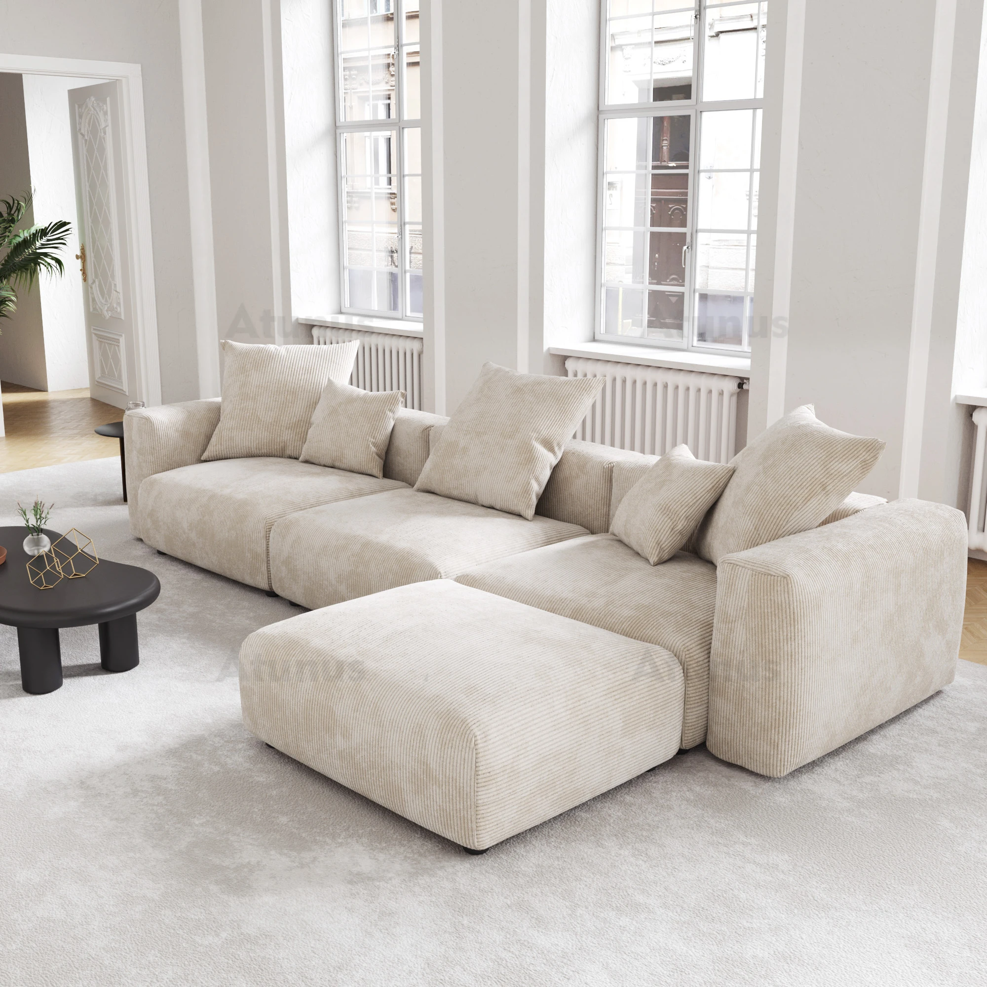Elegant Luxury Furniture Living Room Home Sofa Set CORD VELOUR Modular sofa