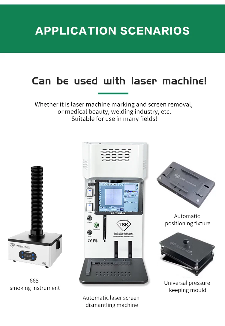 TBK 668 Laser Fume Extractor Mini Low Noise Smoke Absorber Fume Purifier with 4 Layers Filters