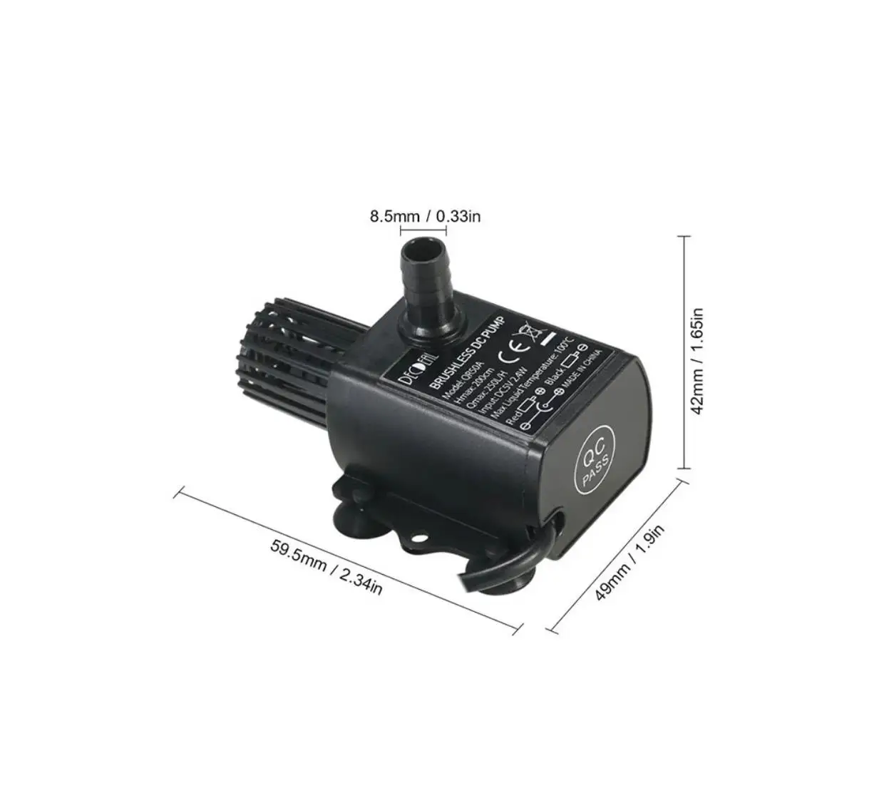 Factory wholesale 2.4W DC 5V Aquarium Submersible USB Pump with filter