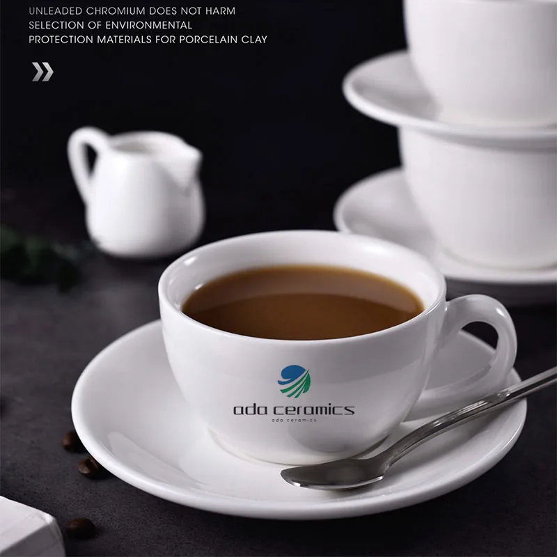 Personalized Logo Sublimate Nordic Italian Sublimation Blank Porcelain 250ml Coffee Mug Ceramic Cappuccino Cup And Saucer