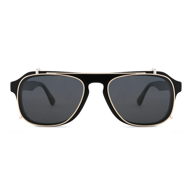 Polarized New Arrival Custom Logo Steampunk optical man acetate frame double use Clip On Sunglasses