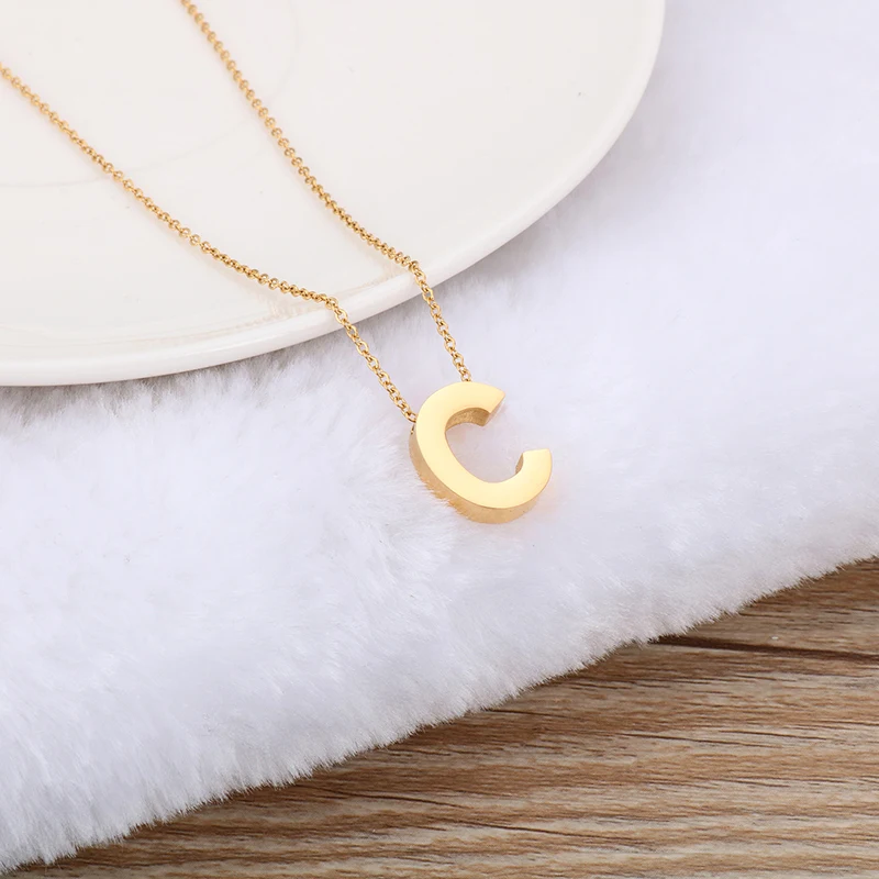 Kalen Customized Jewelry Silver 18k Gold Plated Women Charms Stainless Steel Alphabet Letter Initial Necklace Pendant
