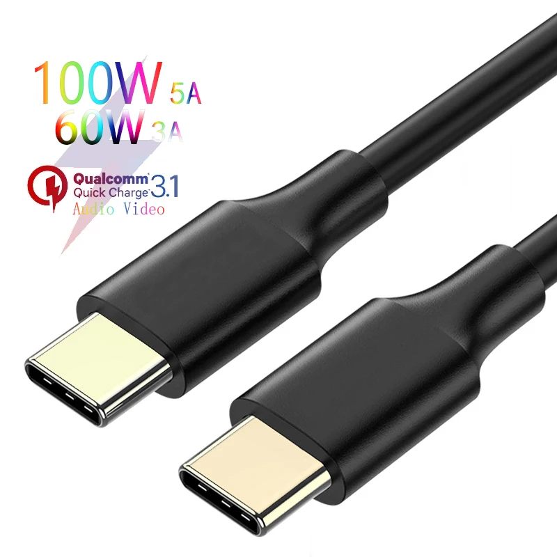 2022 USB 3.1 Regular Mobile Phone Cables 10Gbps Transfer Speed 100W usb Type C usb Cable 3.0 Fast Charging With 4K Audio Video