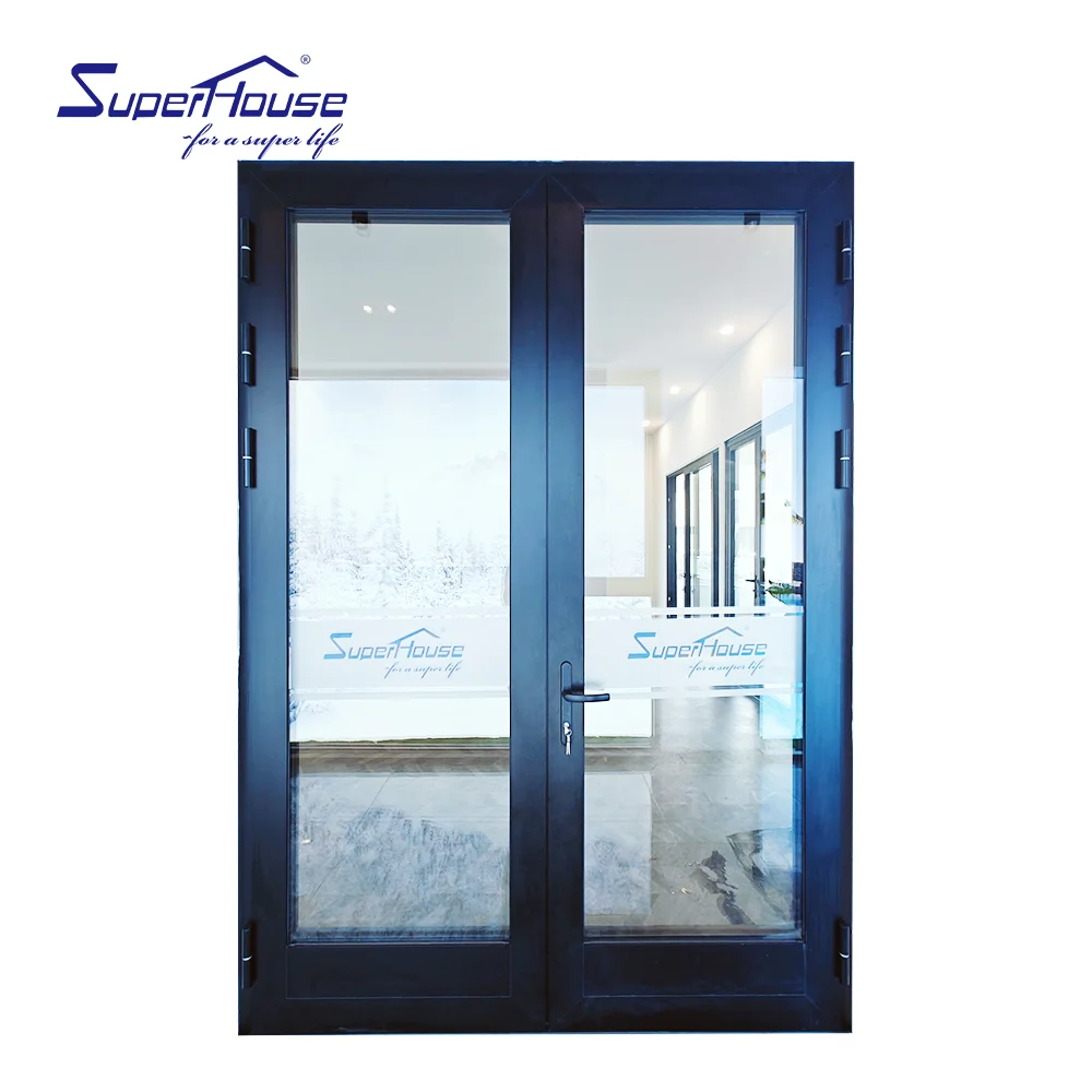 NFRC Mainly Export to American Aluminum Exterior Double Glass French Entry Door Swing Casement