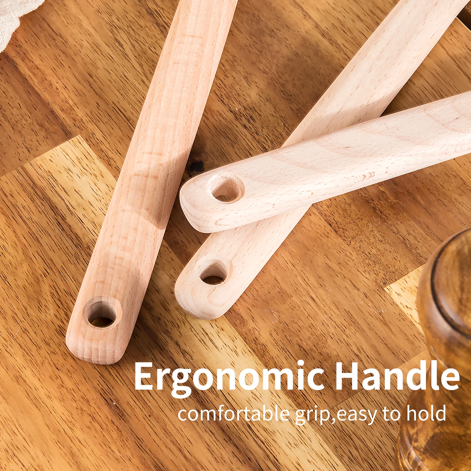 China Manufacturers High Quality Kitchen Accessories Beech Wood Kitchen Utensil Set