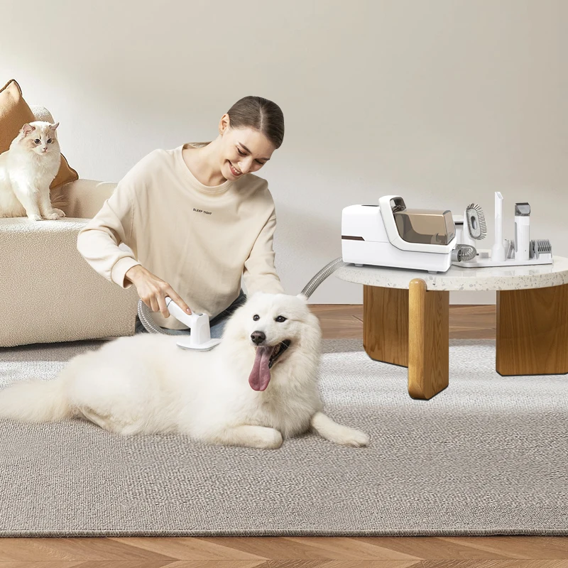 2023 New Release 6 in 1 1.8L 6 Different Nozzles High Suction Power Pet Vacuum Cleaner Grooming Tools for Dogs Cats