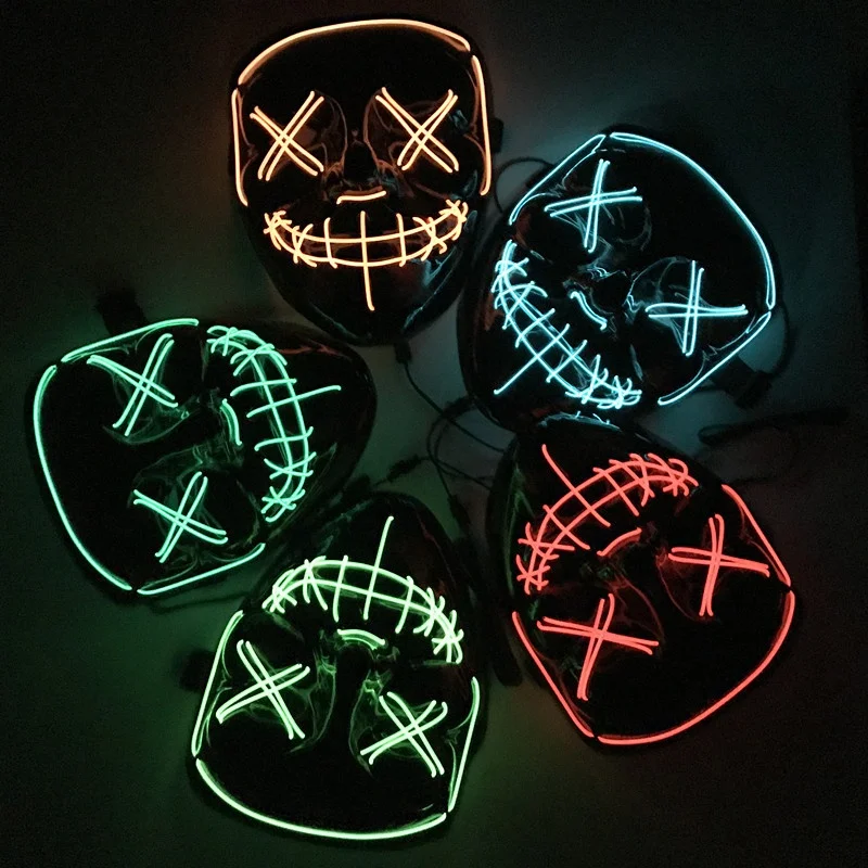 Украшение для Хэллоуина на всю голову, светящиеся в темноте маски для лица для вечеринки