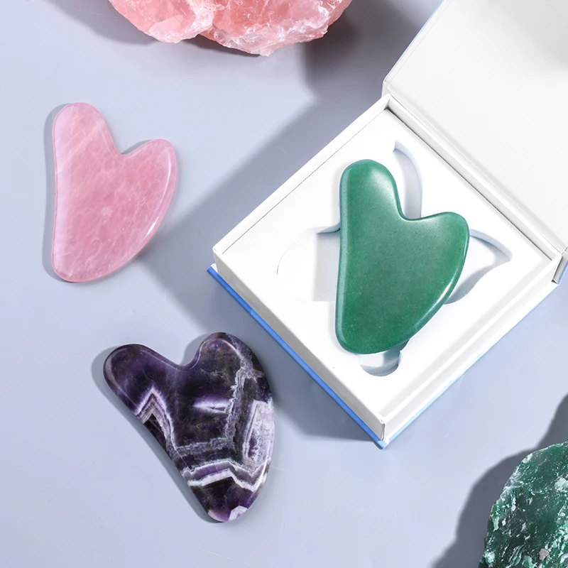 Customized Jade Gua Sha Face Massager Personalized Natural Jade Guasha Board Wholesale Rose Quartz Gua Sha Skin Care Tool