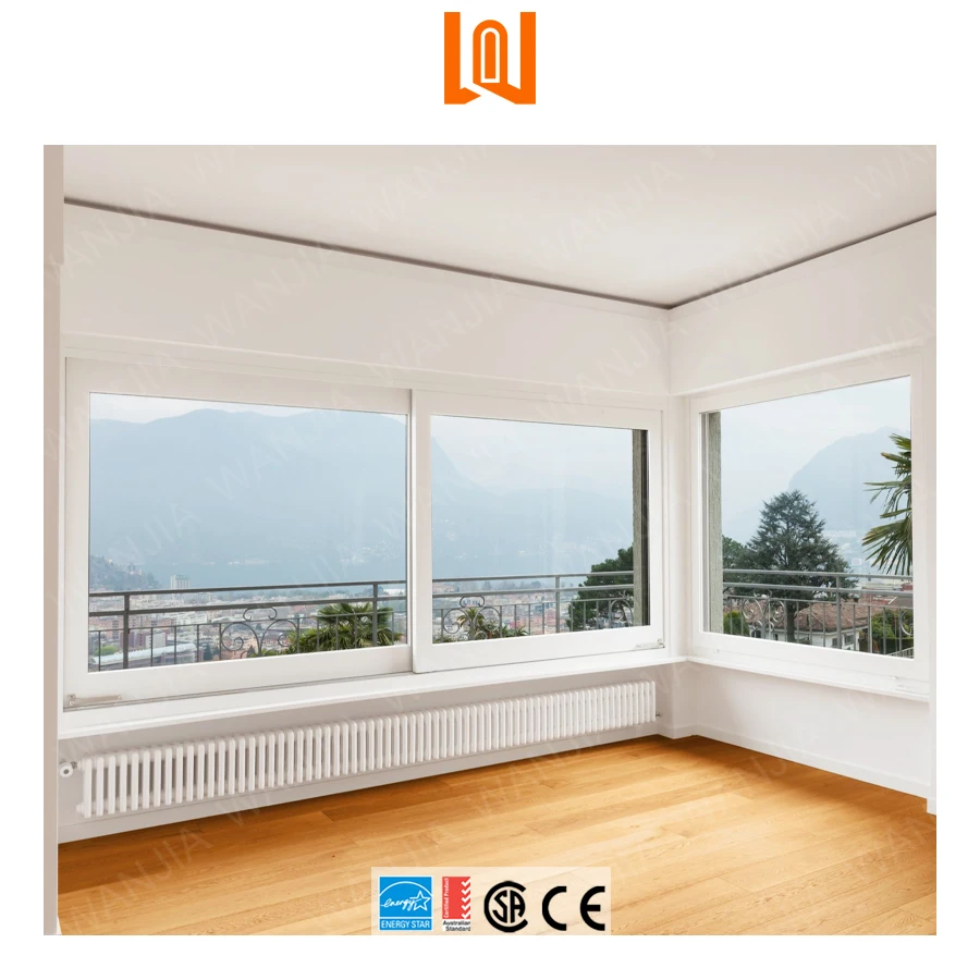 European custom design plastic windows pvc double glass vinyl sliding windows
