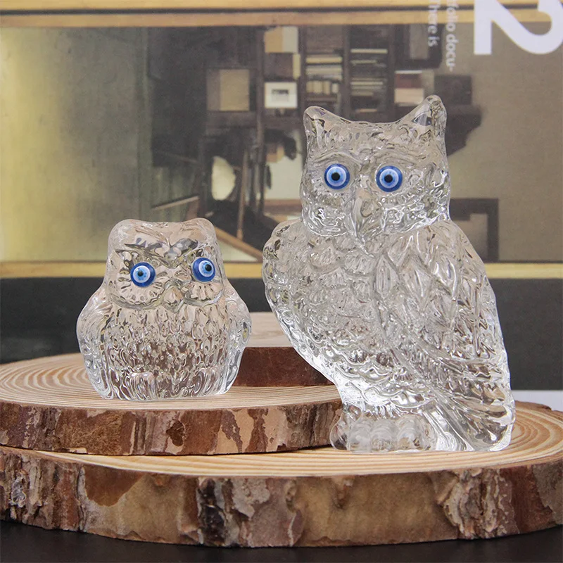large christmas table decoration animal sculpture crystal glass Owl figurine