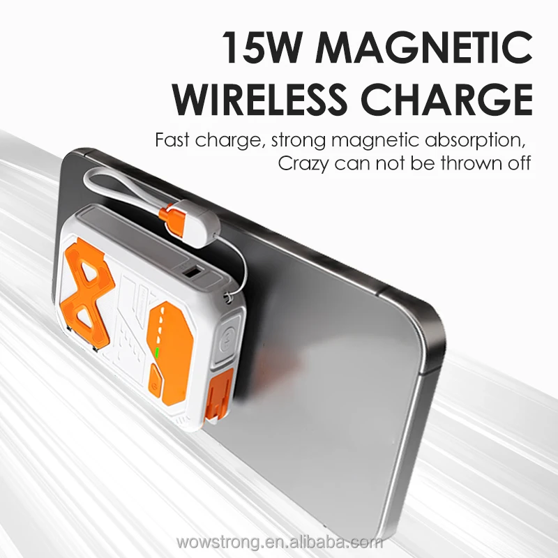 2025 4in1 PB67 fast charging magnetic wireless charger built in cable power bank with wall charger phone holder for phones