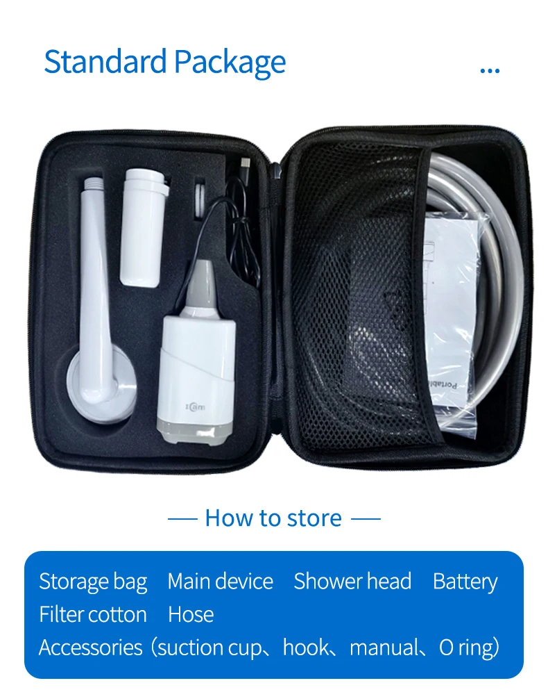 4400mA Battery Portable Outdoor Shower Big Capacity Travel Pump Water Shower LED Light Portable Electric Shower