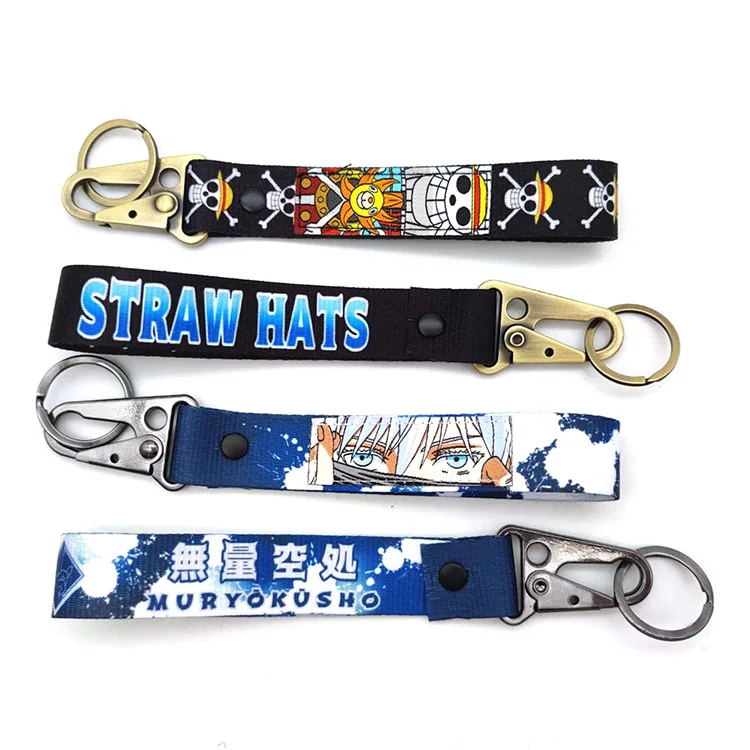 YYX custom JDM 15*2.5 cm Printed nylon carabiner lanyard wristlet jet tag keychain Anime Key strap