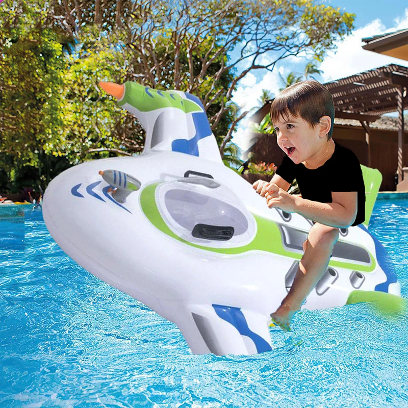 B01 Inflatable swimming ring baby spaceship floating on water cushion children water jet fighter children thickening