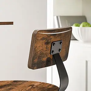 Vintage brown rustic high back bar stool chair wooden high bar chair for bar table restaurant chair