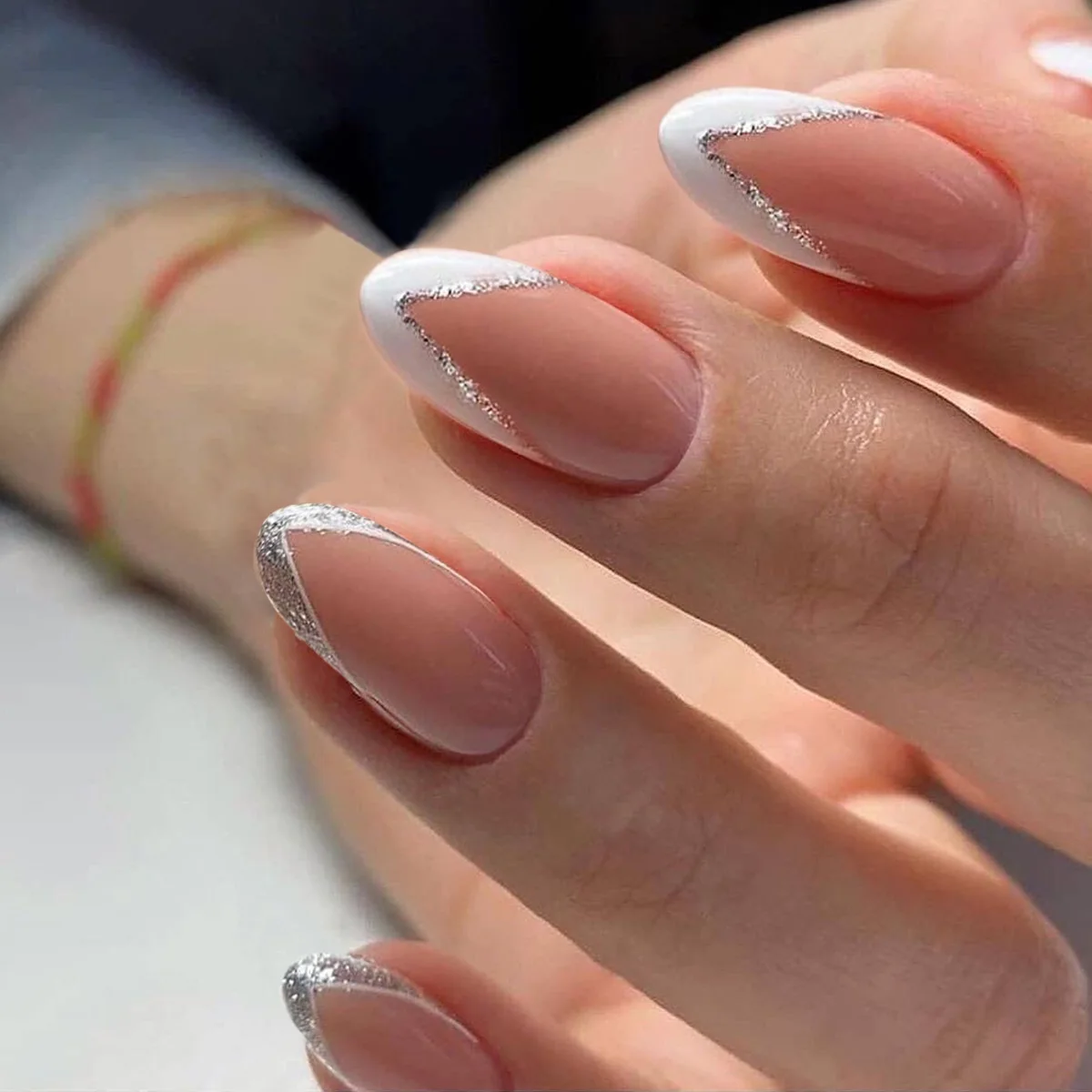 Wholesale Acrylic Press On Nails Frosted Black French White Moon Gold Star False Nails For Manicure