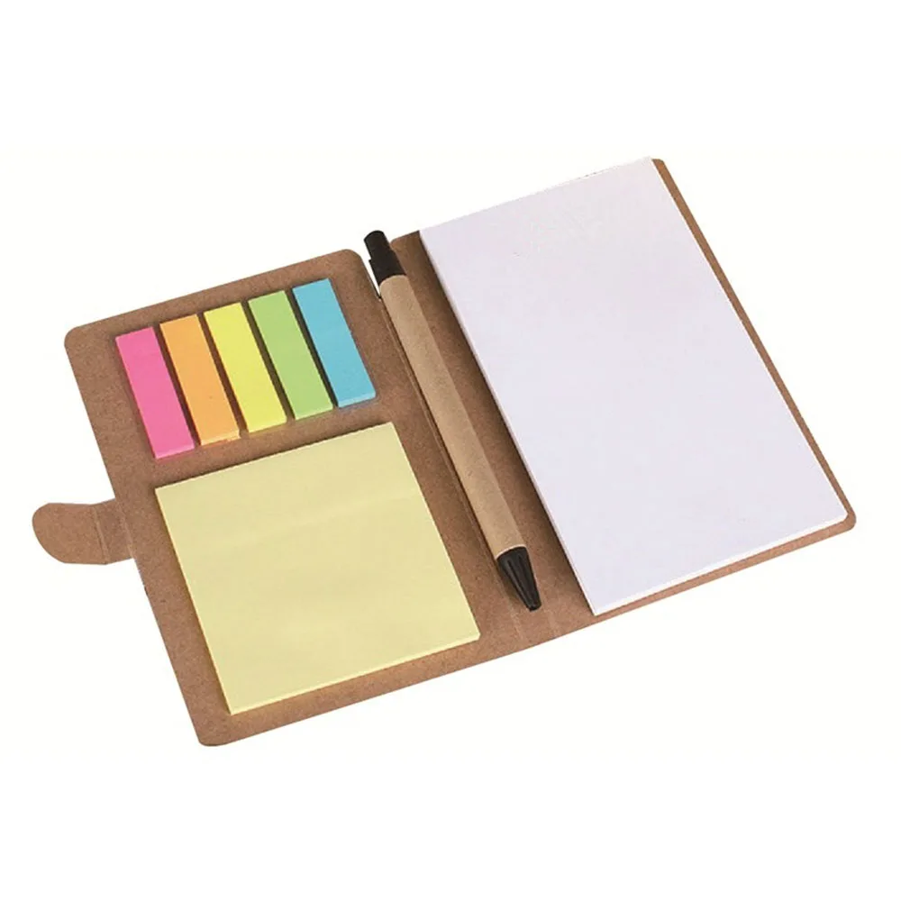 Custom logo note pen sticky strong adhesive paper kraft notepad memo pad notebook with sticky notes pad and pen