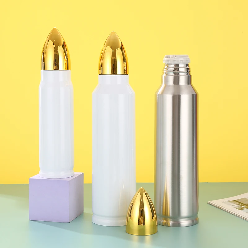500ml 1000ml Bullet shape tumbler Stainless Steel Vacuum Cup double wall rocket water bottle in bulk