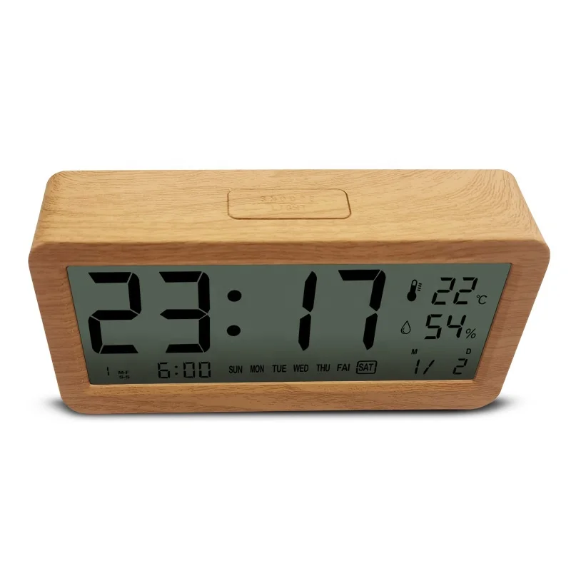 Digital LCD Table Clock Multi-functional Three Alarms Clock Temperature and Humidity Back-light LCD Clock
