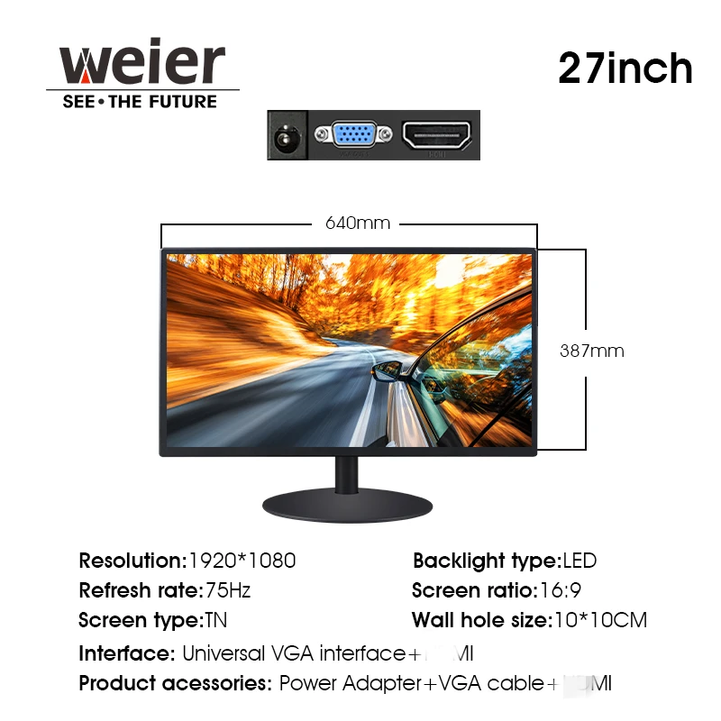 Монитор Weier игровой 22 дюйма 24 27 дюймов 2k/4k
