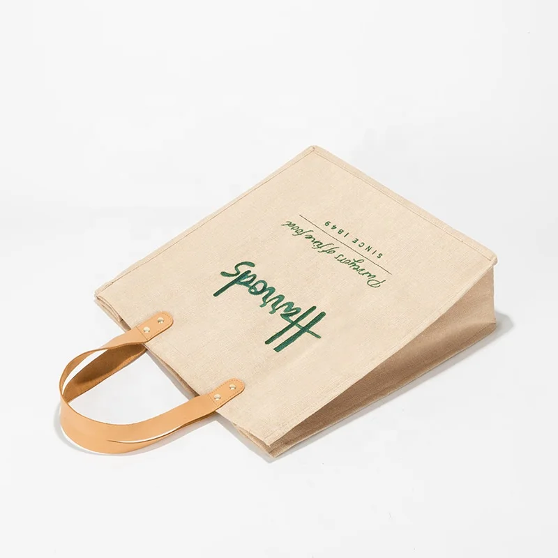 Джутовые сумки с принтом и молнией на заказ, модная многоразовая Подарочная пляжная сумка из мешковины, сумка для покупок