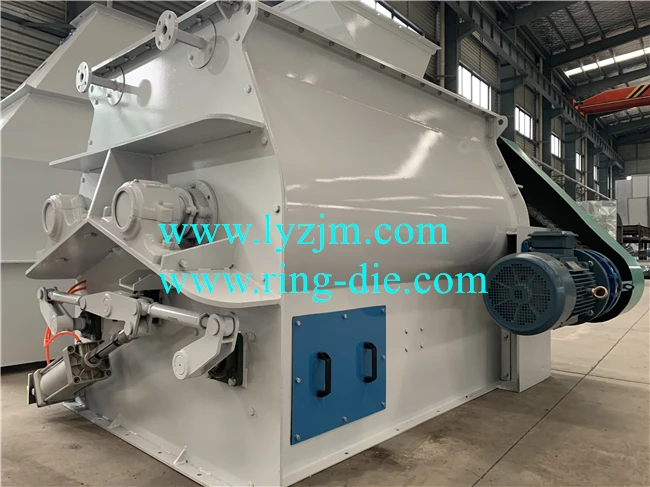 SSHJ horizontal double shaft paddles feed mixer poultry & livestock feed blender animal powder feed mixing machine