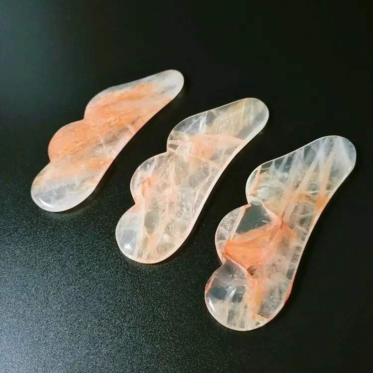 Gem Body Yellow Quartz Jade Stone Gua Sha Scraping Massage Board Tool Set health and beauty