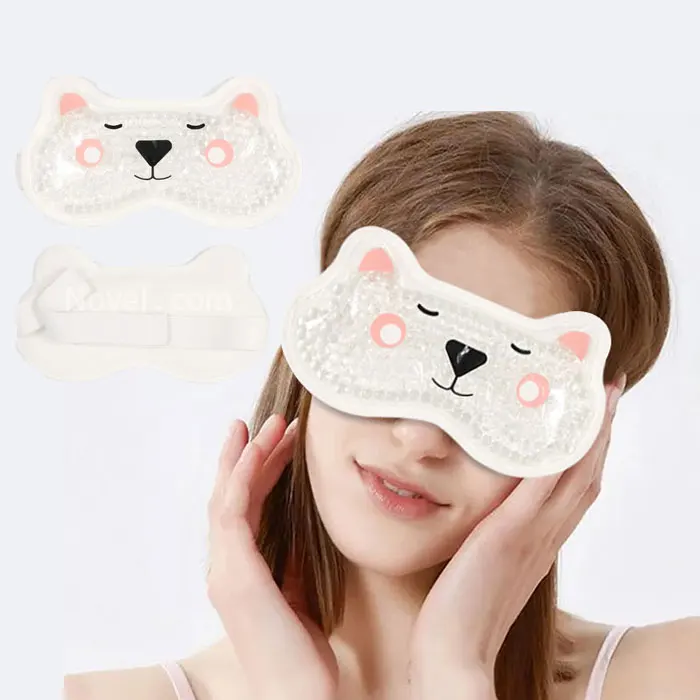Cute Animal Soft Plush Backing OEM Gel Bead Hot Cold Compress Ice Pack Sleep Eye Mask