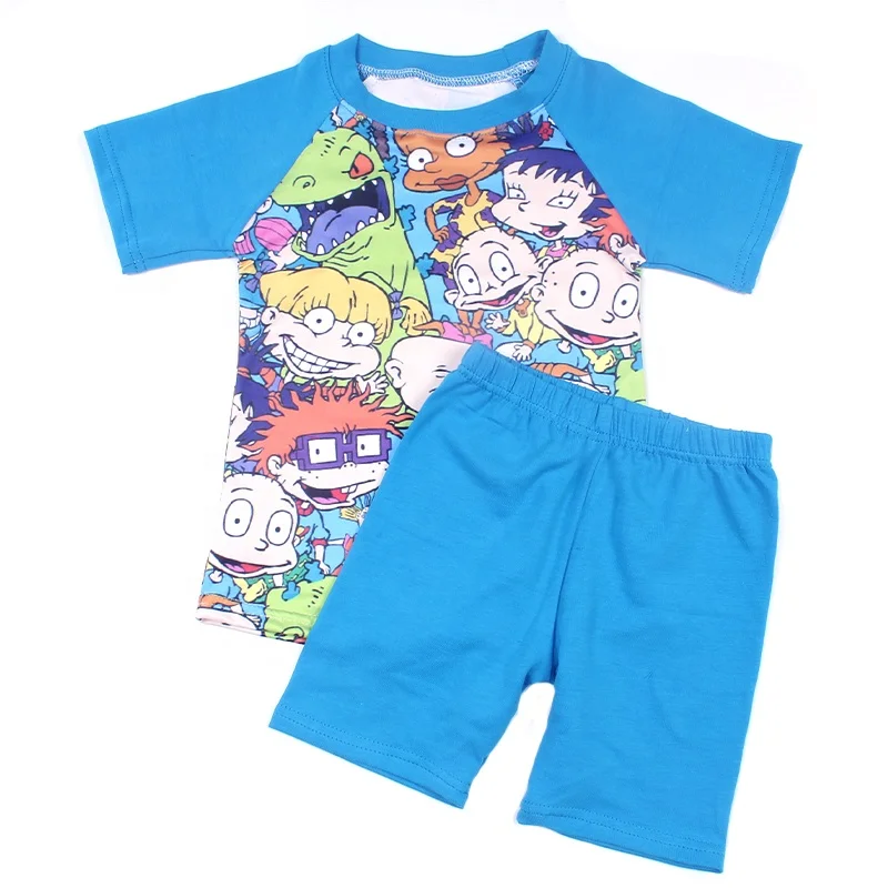New Arrival Children Clothings new pattern milk silk boy rugrats print shirts sets for summer casual style short sleeve outfits
