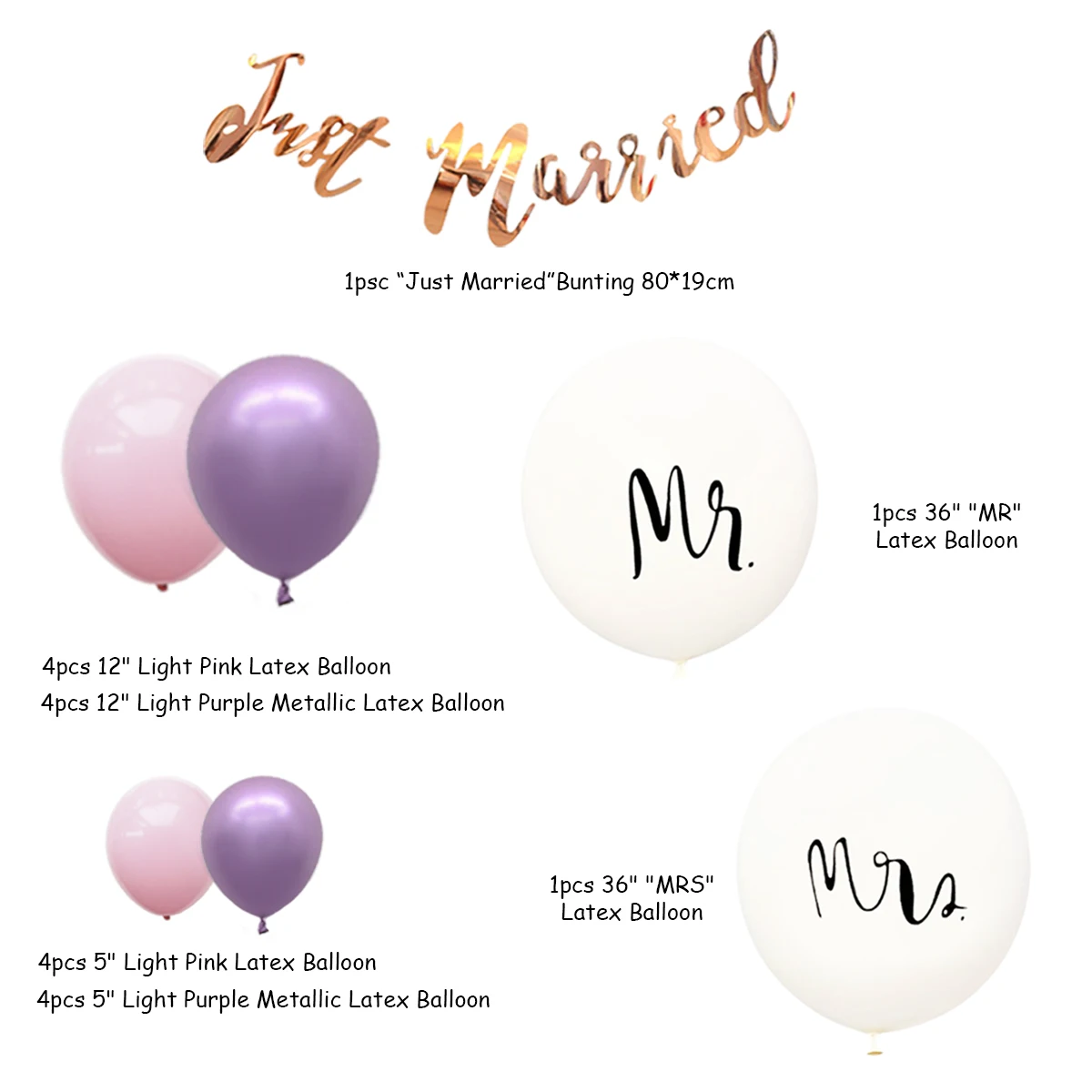 Nicro Wedding Theme Party Decoration Just Married Banner Latex Balloon Paper Fan Wooden Photo Clip String Wedding Party Supplies