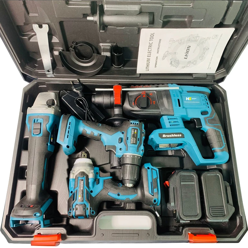Factory Power Drills Kit 21v Portable Electric Cordless Brushless 18V Cordless Drill Lithium Battery Power Tools Kit