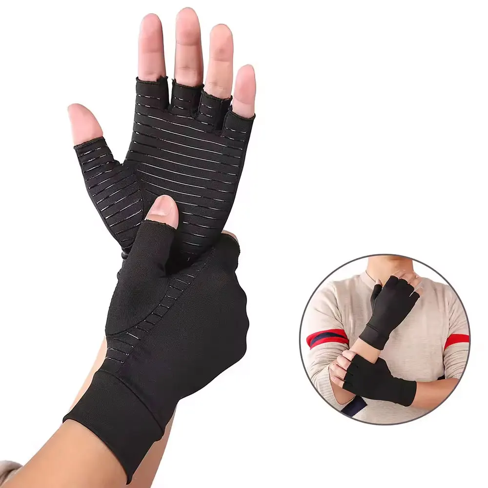 Custom Service Arthritis Gloves Breathable Half Finger Copper Compression Gloves Arthritis Gloves