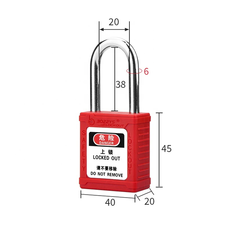 2022  38mm safety padlock with Master Keyed and steel shackle for Industrial lockout-tagout Custom laser coding and label