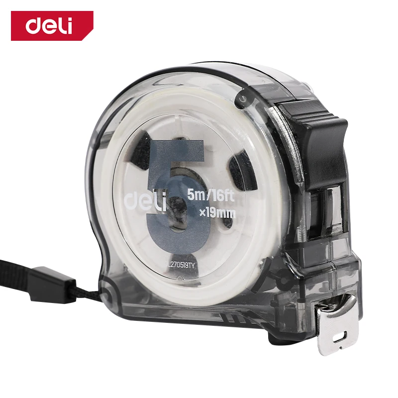 Deli EEDL270519TY Transparent steel tape ruler woodworking decoration drop resistant high-precision measurement home