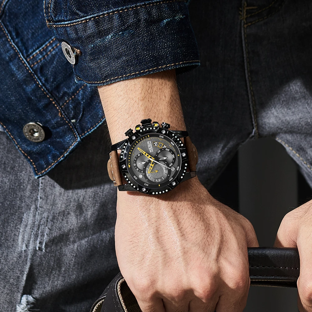 Оптовая хронограф OEM пользовательские часы мужские спортивные кварцевые