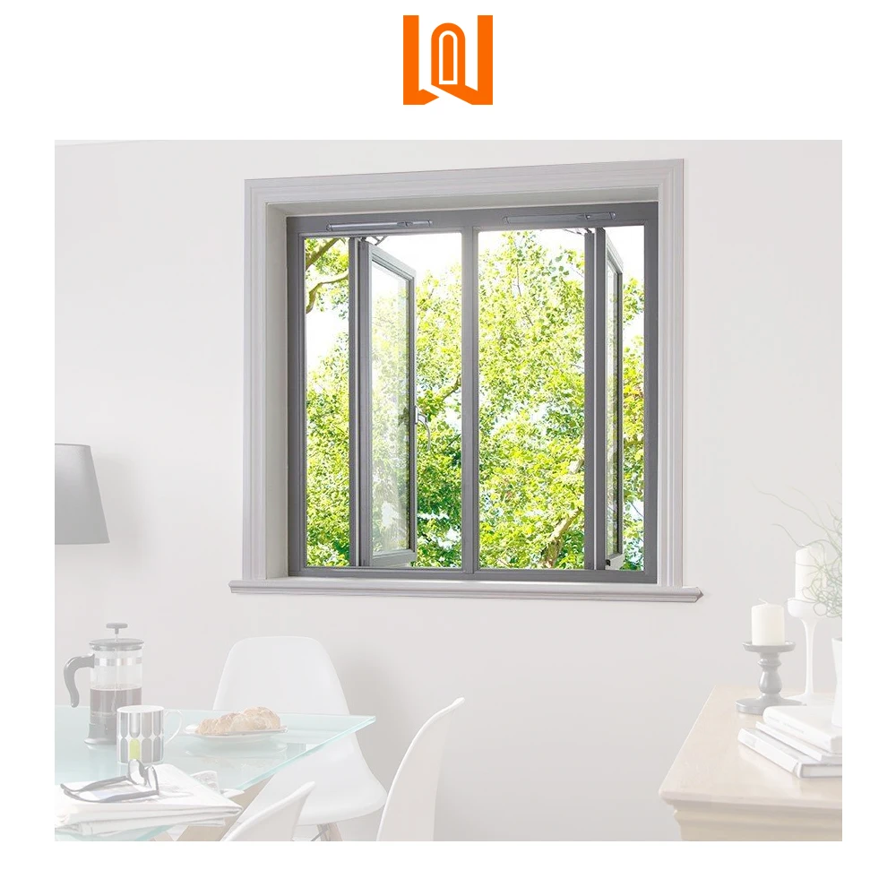WANJIA Houses Exterior Window Grill Designs PVC Casement Windows Triple Pane Casement Windows