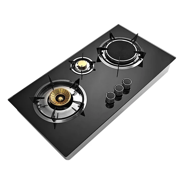 Factory Price Tempered Glass Gas Stove Infrared Cooker Kitchen Gas Hob 3 Burner Cooktops