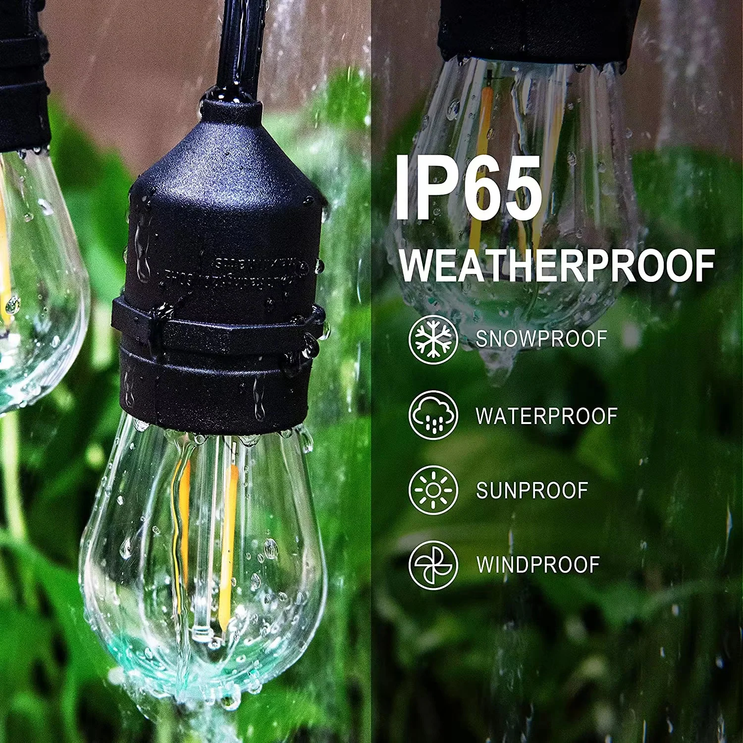 50ft patio string light outdoor garland outdoor solar edison bulb Christmas led S14 string light