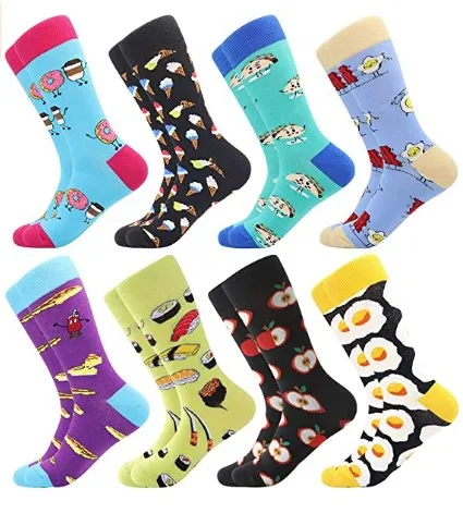 Cheap Wholesale 100% Cotton Funny Mens Colorful Happy Custom Logo Casual Calf Socks