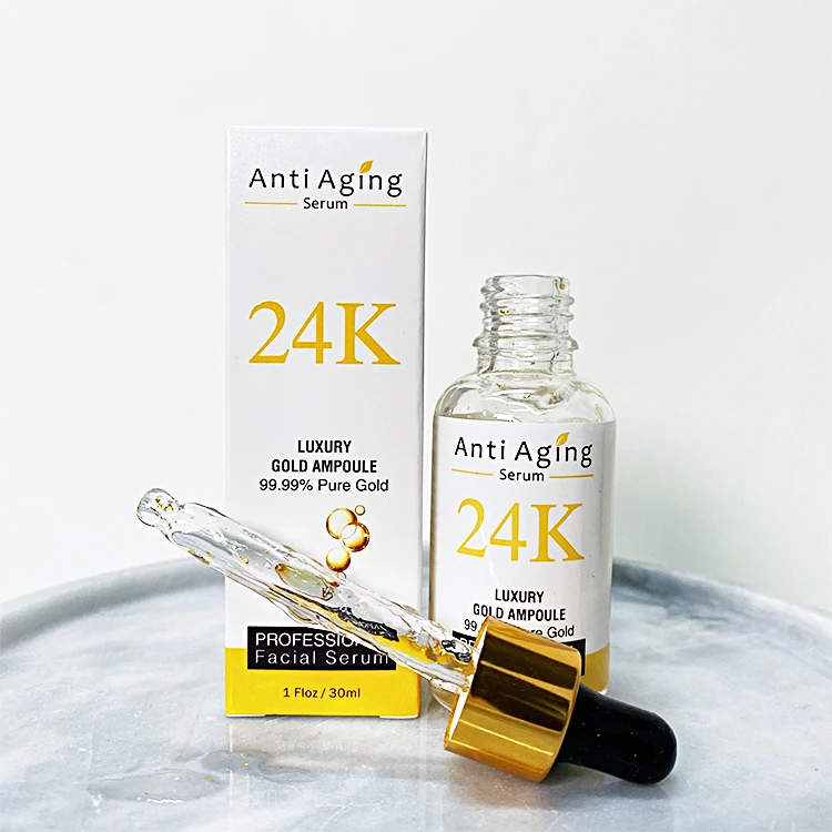 
OEM Private Label Face Skin Care 24k Nano Gold Korea Foil Face Essence Liquid Whitening Anti Wrinkle Anti Aging Facial Serum  (1600125781637)