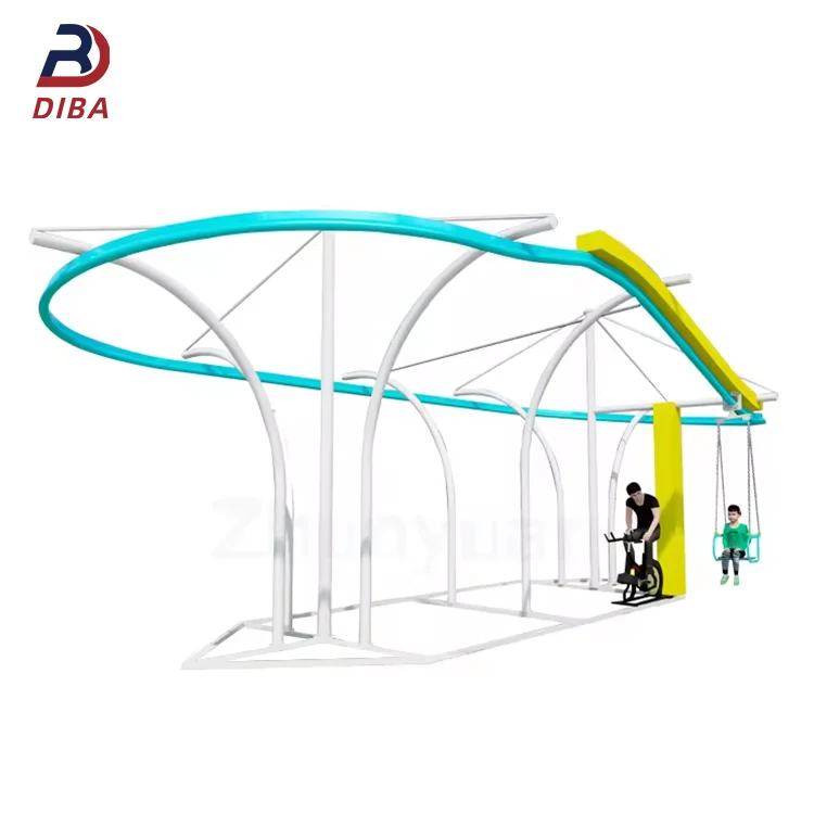 Outdoor Extreme Park Equipment Zip Line Roller Coaster Rides Unpowered Pedal Mini Roller Coaster Ride Without Electric