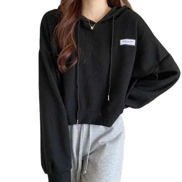 YHH-158 Wholesale Heavyweight Sweatshirt Women 100% Cotton Fleece Pullover Crop Top Hoodie