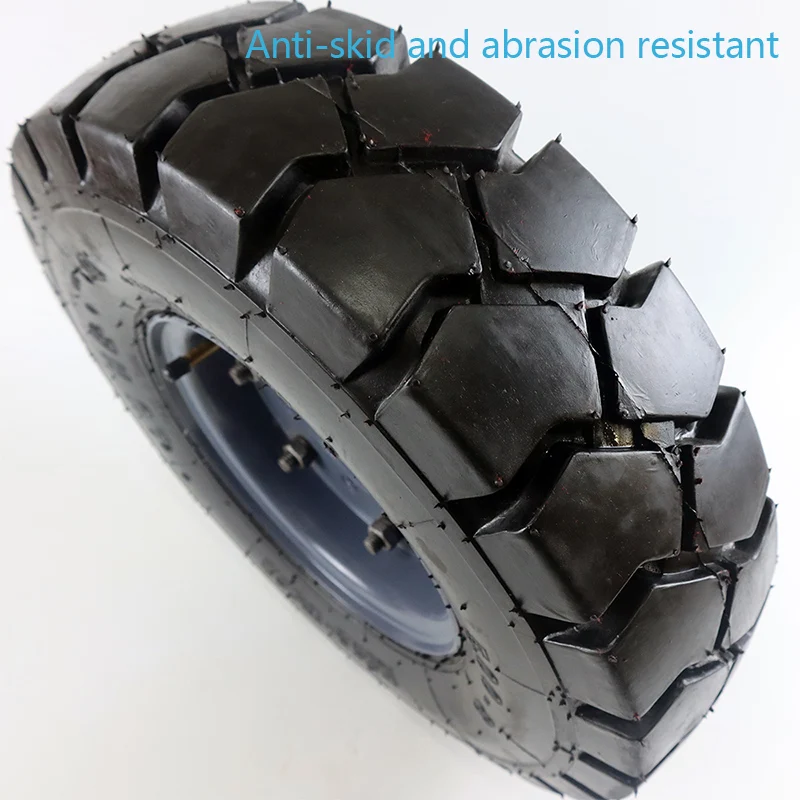 Cheap wholesale 8 inch 5.00-8 pneumatic tire assembly, anti-skid and wear-resistant, suitable for electric forklift