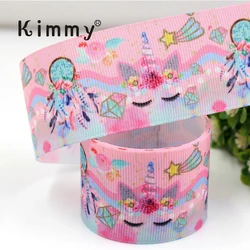 38mm Width Printed Grosgrain Ribbons Unicorn Wedding Decoration Packing Cinta Fita Ribbons Unicorn Gift