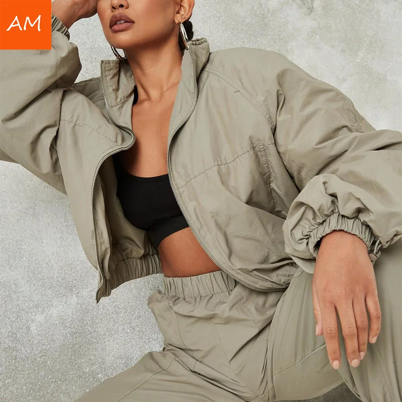 Custom Logo High Quality Women Oversized Zip Up Long Sleeve Adjustable Hoodie Outdoors 2 Pieces Tracksuit