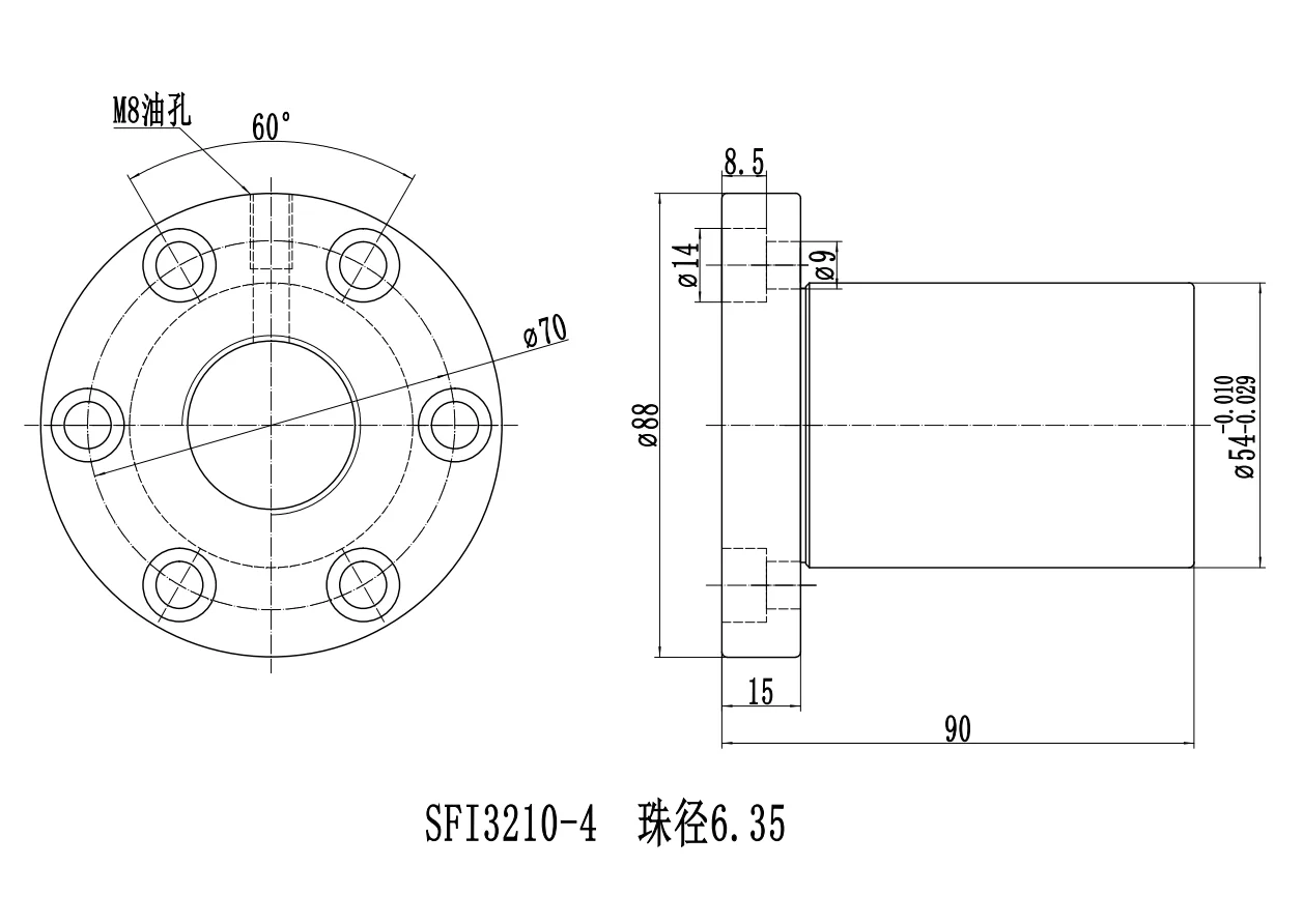 China supplier ball lead screw pairs SFI3210 Round flange with Six mounting holes TBI type ball screws for CNC machinery