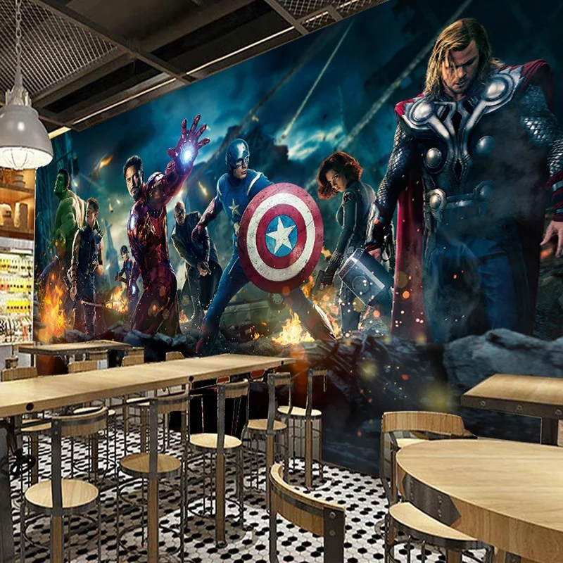 3D Marvel Мстители тематические обои хаулк-бар ресторан Интернет-кафе тренажерный зал фреска