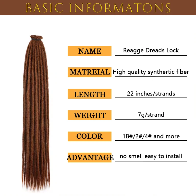 wholesale soft Faux Locs Dreadlock Extension 22 inch Handmade Soft Reggae Dreads Lock Braid For DIY
