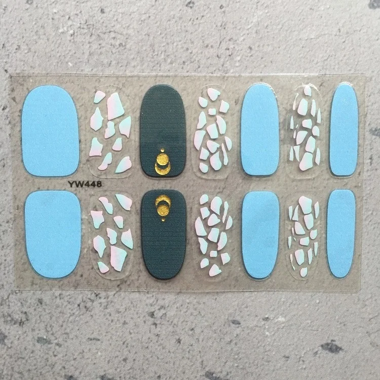 Colorful 2D Plane Full Cover Nail Wraps Cloud Love heart Decoration Nail Maincure DIY Nail Polish Stickers